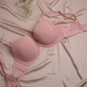 printed half cup foam bra