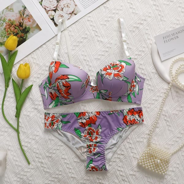 printed padded bra set